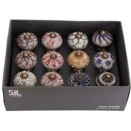 Boutons de porte en céramique colorés (Lot de 6)