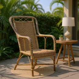 Fauteuil haut en manau et rotin Medan