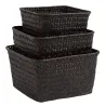Corbeilles en palmier teinté noir (Lot de 3)