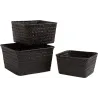 Corbeilles en palmier teinté noir (Lot de 3)