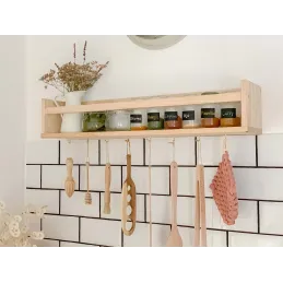 Étagère avec barre centrale en pin Kit Line