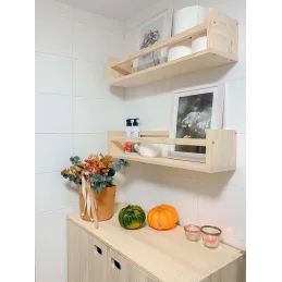 Étagère avec barre centrale en pin Kit Line