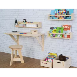 Étagère avec barre centrale en pin Kit Line