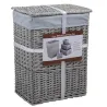 Panier à linge avec corbeilles en éclisse grise (Lot de 5)