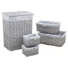 Panier à linge avec corbeilles en éclisse grise (Lot de 5)