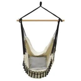 Fauteuil hamac en coton et macramé