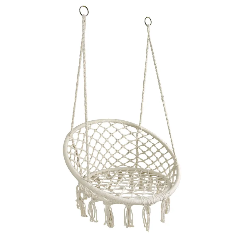 Fauteuil hamac rond en coton et métal