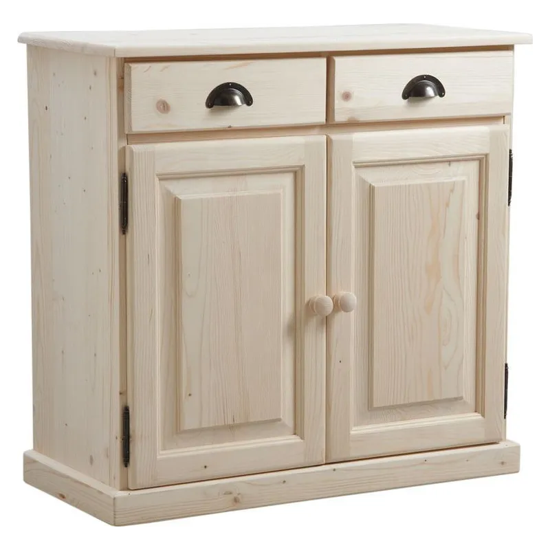 Buffet en bois brut 2 portes 2 tiroirs