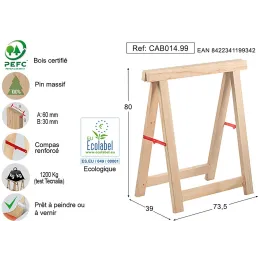 Tréteau en pin brut Professionnel Plus