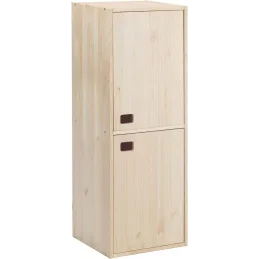 Armoire en pin brut 2 portes 4 tablettes Dinamic