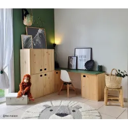 Armoire en pin brut 2 portes 4 tablettes Dinamic