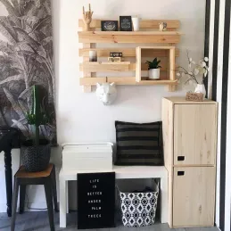 Armoire en pin brut 2 portes 4 tablettes Dinamic