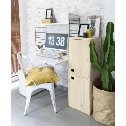 Armoire en pin brut 2 portes 4 tablettes Dinamic