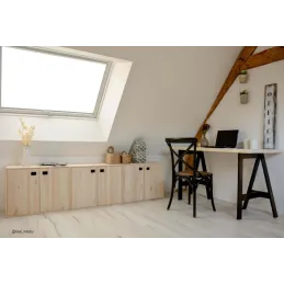 Armoire en pin brut 2 portes 3 tablettes Dinamic