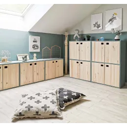 Armoire en pin brut 2 portes 3 tablettes Dinamic