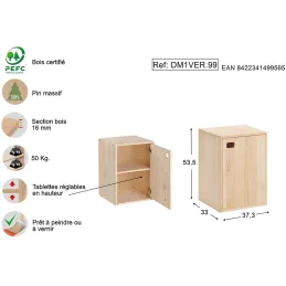 Armoire en pin brut 1 porte 2 tablettes Dinamic