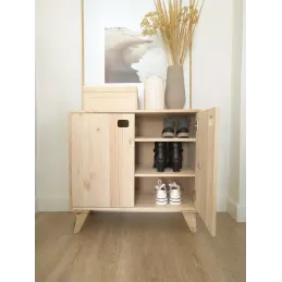 Armoire en pin brut 1 porte 2 tablettes Dinamic