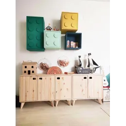 Armoire en pin brut 1 porte 2 tablettes Dinamic