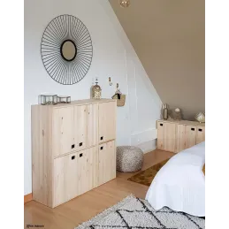 Armoire en pin brut 1 porte 2 tablettes Dinamic