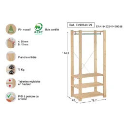 Penderie en pin massif Evolution