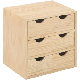 Mini rangement bloc en pin brut avec tiroirs