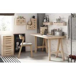 Mini rangement bloc en pin brut avec tiroirs