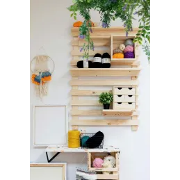 Mini rangement bloc en pin brut avec tiroirs