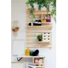 Mini rangement bloc en pin brut avec tiroirs