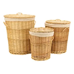 Coffres à linge en osier blanc (Lot de 3)