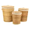 Coffres à linge en osier blanc (Lot de 3)