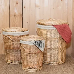 Coffres à linge en osier blanc (Lot de 3)