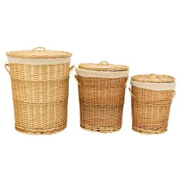 Coffres à linge en osier blanc (Lot de 3)