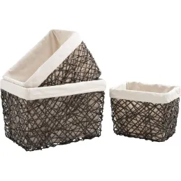 Corbeilles de rangement en éclisse (Lot de 3)