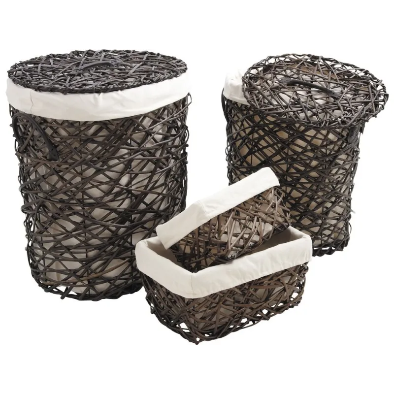 Paniers à linge et corbeilles en éclisse (Lot de 4)