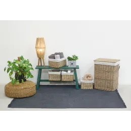 Panier à linge + 4 corbeilles en osier gris (Lot de 5)
