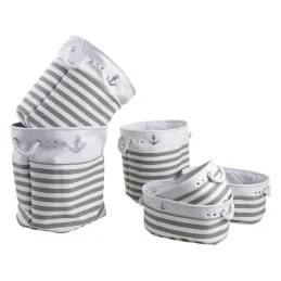 3 paniers à linge + 3 corbeilles en coton (Lot de 6)