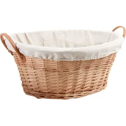 Corbeille à linge ovale en osier clair