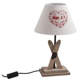 Lampe avec pied en bois décor ski