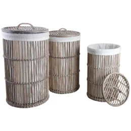Paniers à linge en poelet gris (Lot de 3)