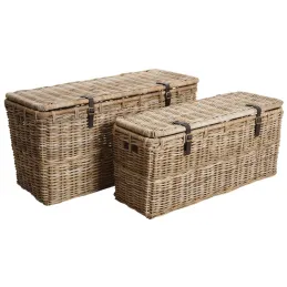 Coffres bouts de lit en poelet gris (Lot de 2)
