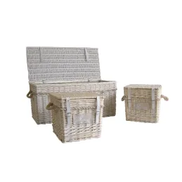 Malles carrées en osier blanchi (Lot de 3)