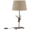 Lampe en métal décor tête de cerf