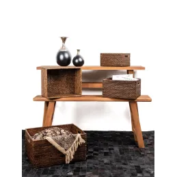 Panier de rangement en rotin antique