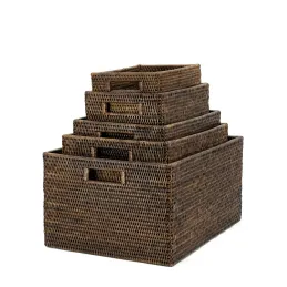Panier de rangement en rotin antique