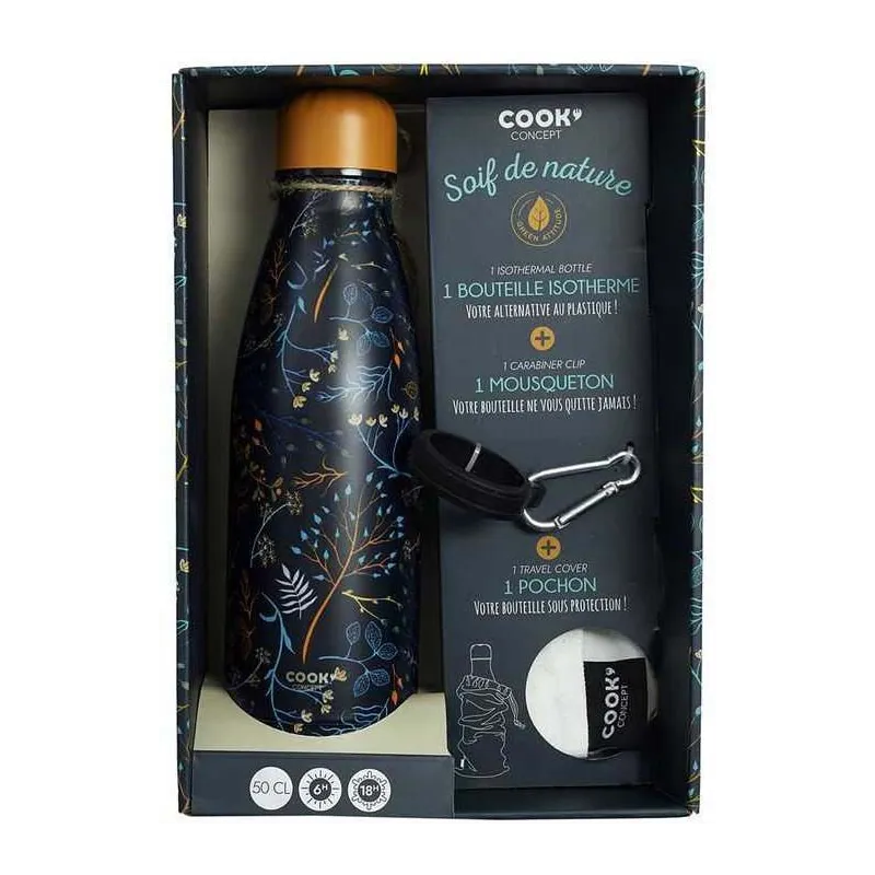 Coffret bouteille isotherme 50 cl avec mousqueton