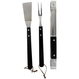 Set de 3 ustensiles à BBQ avec manches en bois