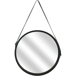 Miroir rond avec anse en PU 40 cm