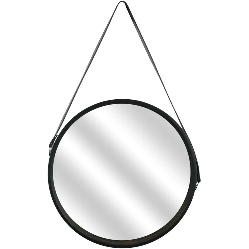 Miroir rond avec anse en PU 40 cm