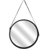 Miroir rond avec anse en PU 40 cm