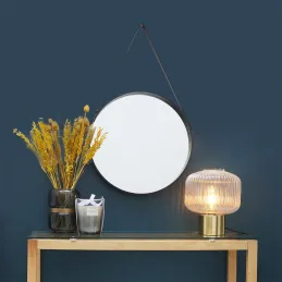 Miroir rond avec anse en PU 40 cm